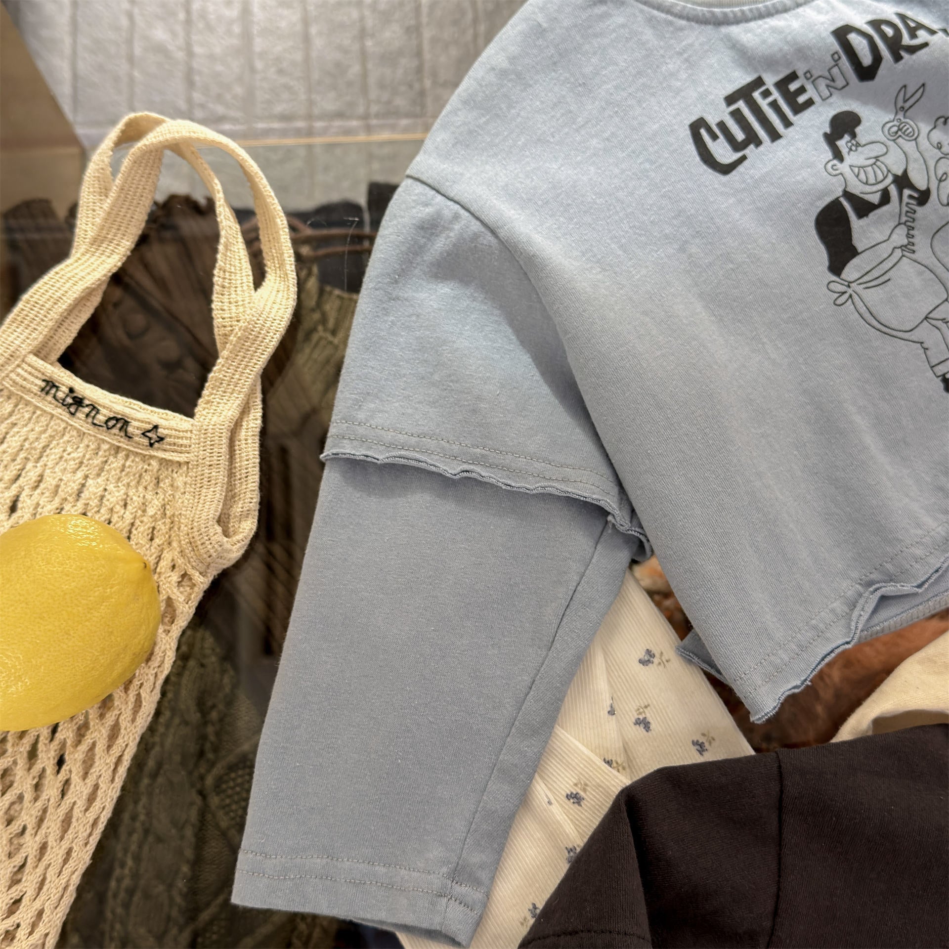 【80-130cm】韓版假兩件T