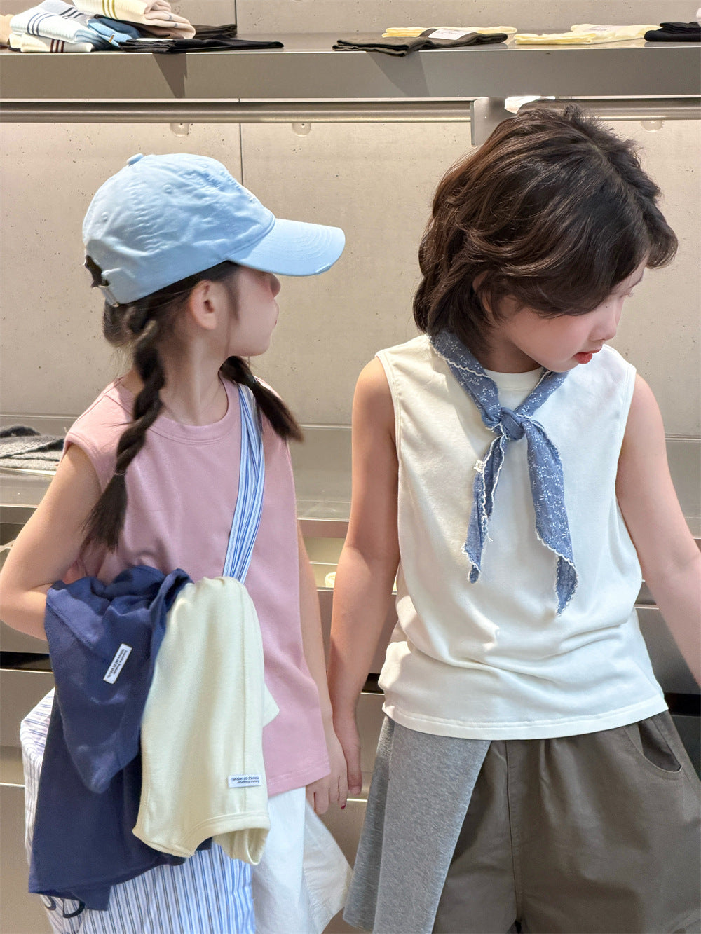 【90-150cm】韓版純色彈性百搭背心