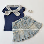 【90-150cm】荷葉邊牛仔A字半身裙