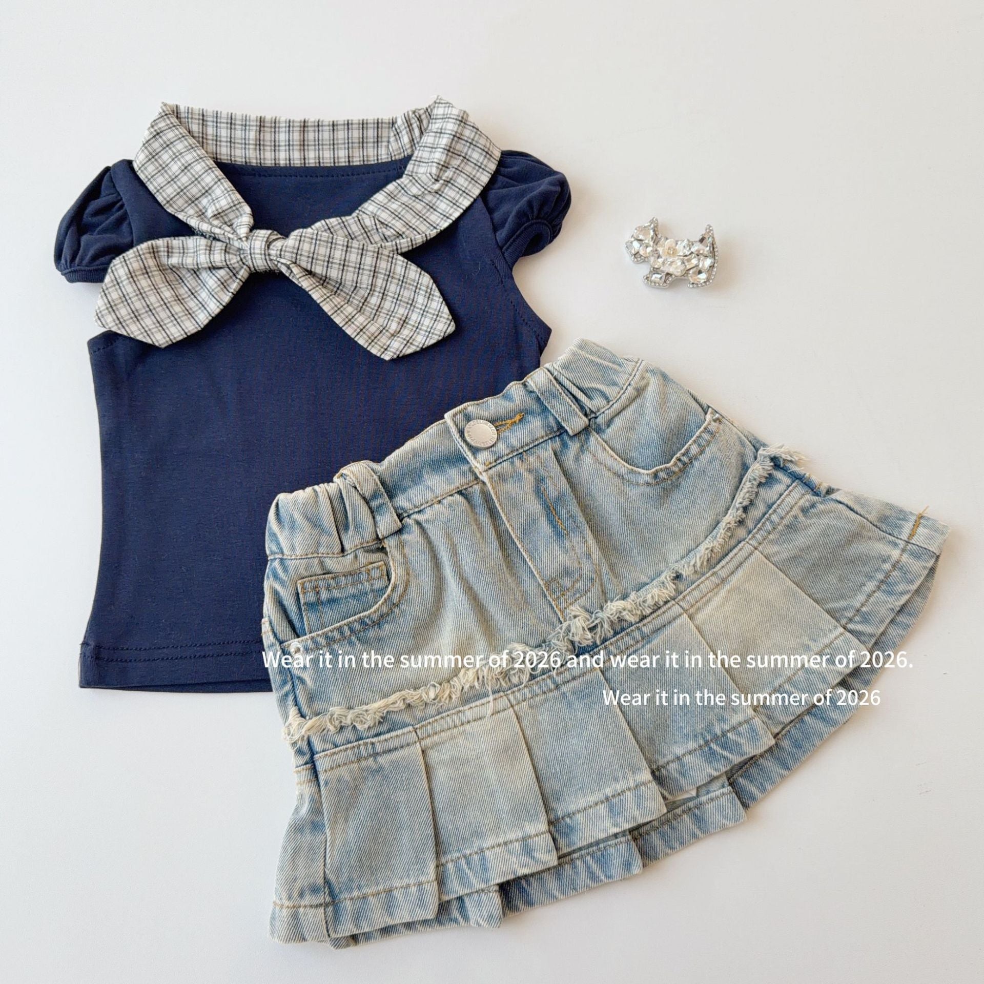 【90-150cm】荷葉邊牛仔A字半身裙