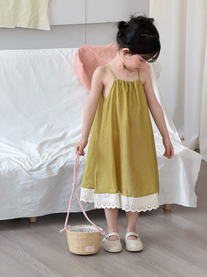 【90-140cm】韓版花邊露背連身裙