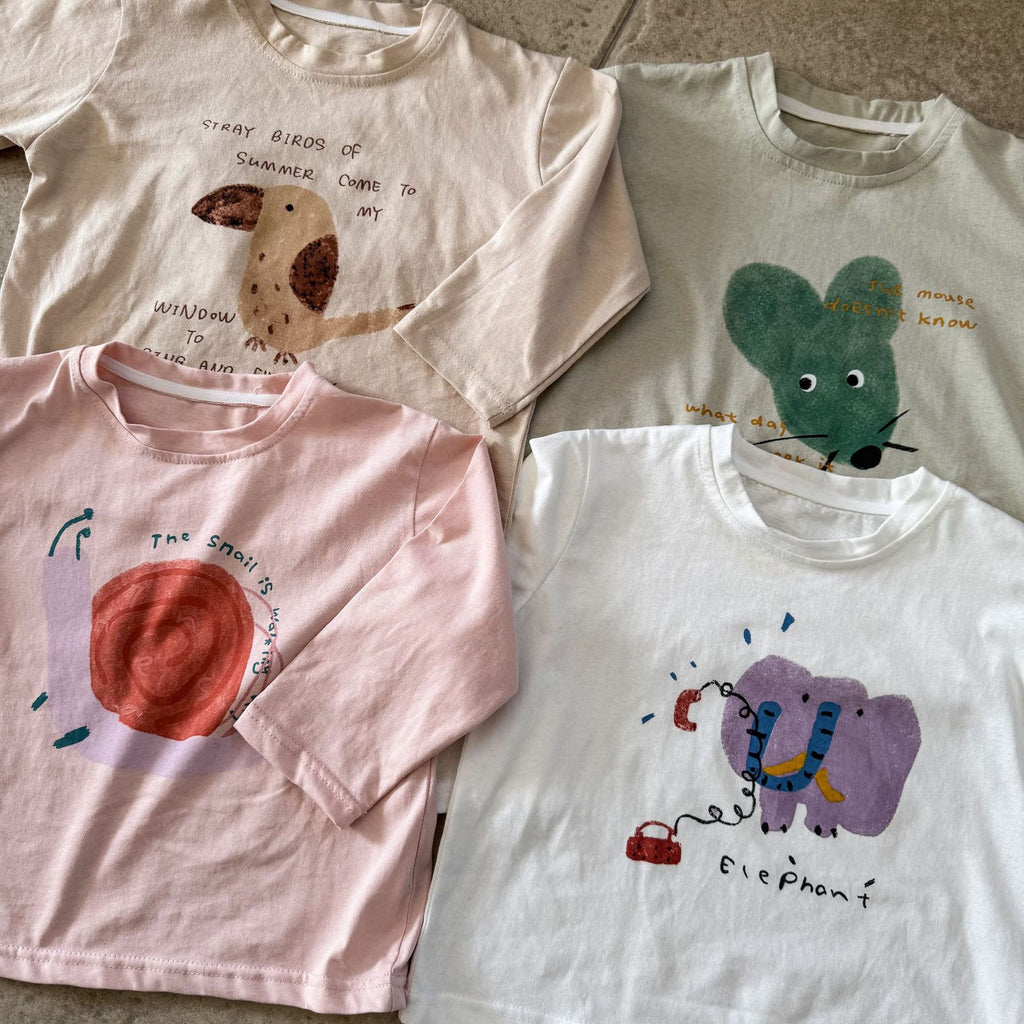 【80-150cm】可愛動物寬鬆純棉T恤