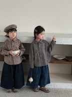 【80-140cm】復古港風豹紋襯衫