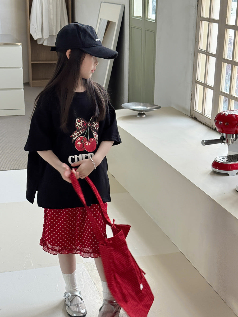 【100-150cm】韓版波點半身裙