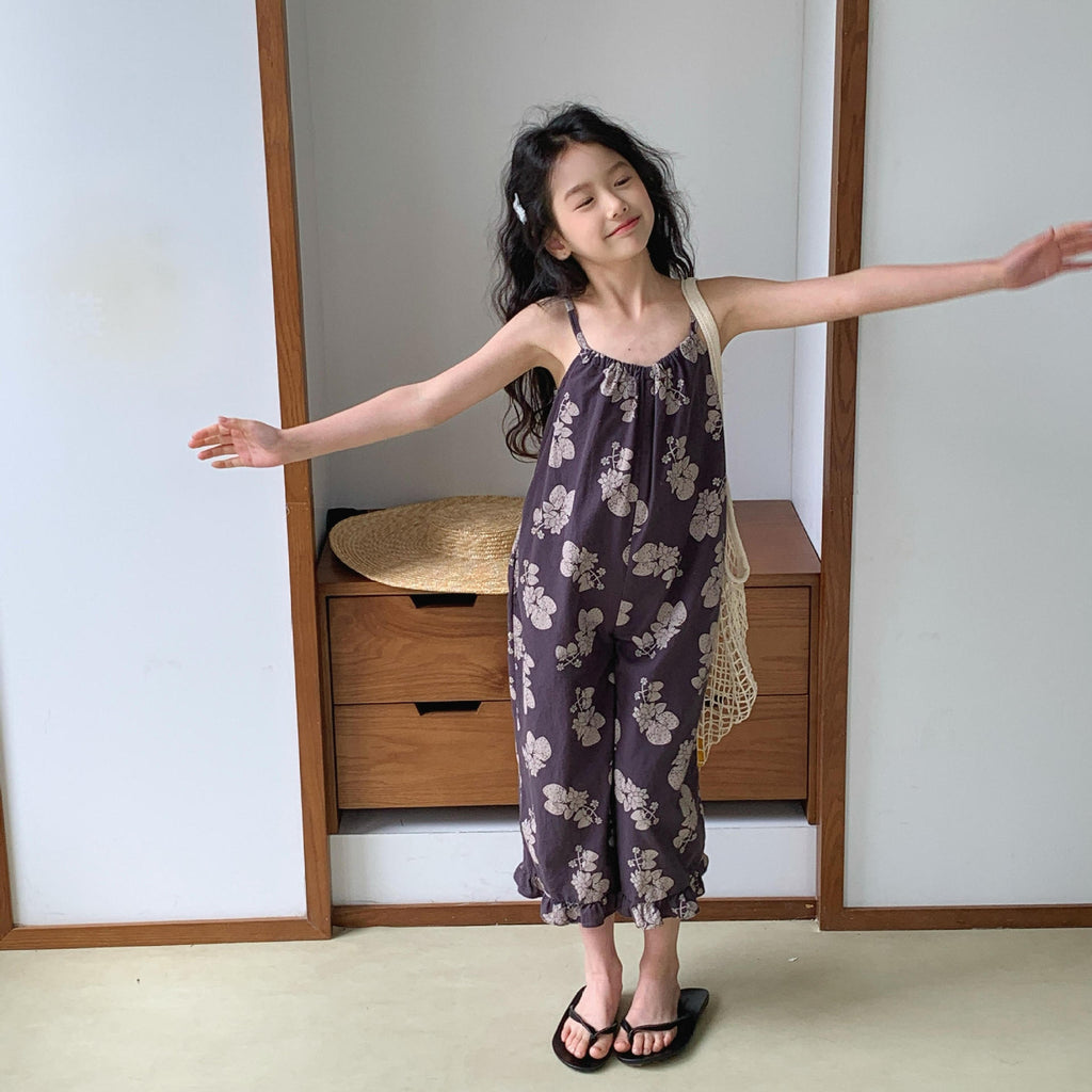 【80-130cm】2色-森系草莓吊帶連身褲