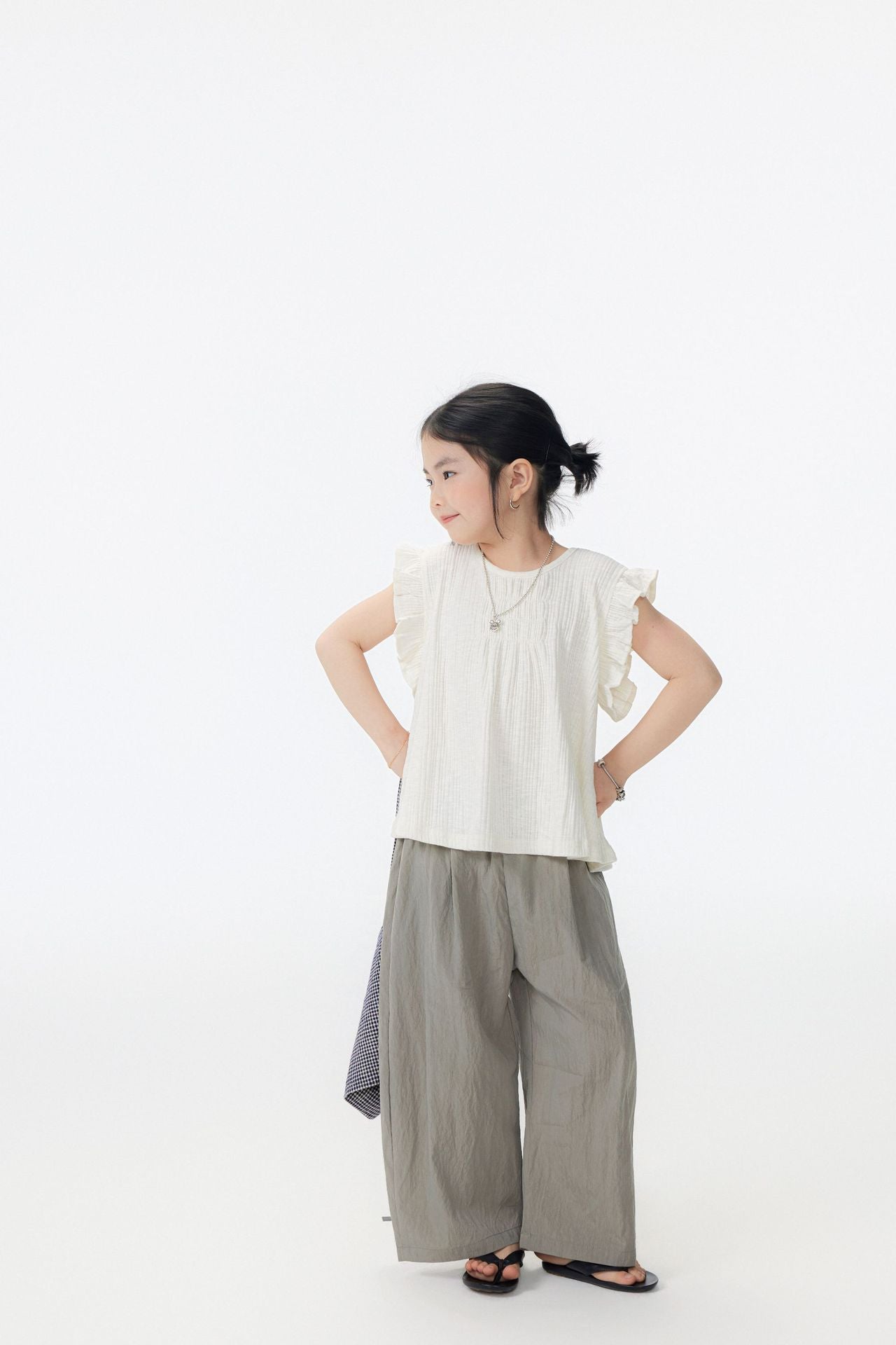 【90-150cm / F】【親子裝】日系竹節坑條小飛袖娃娃衫