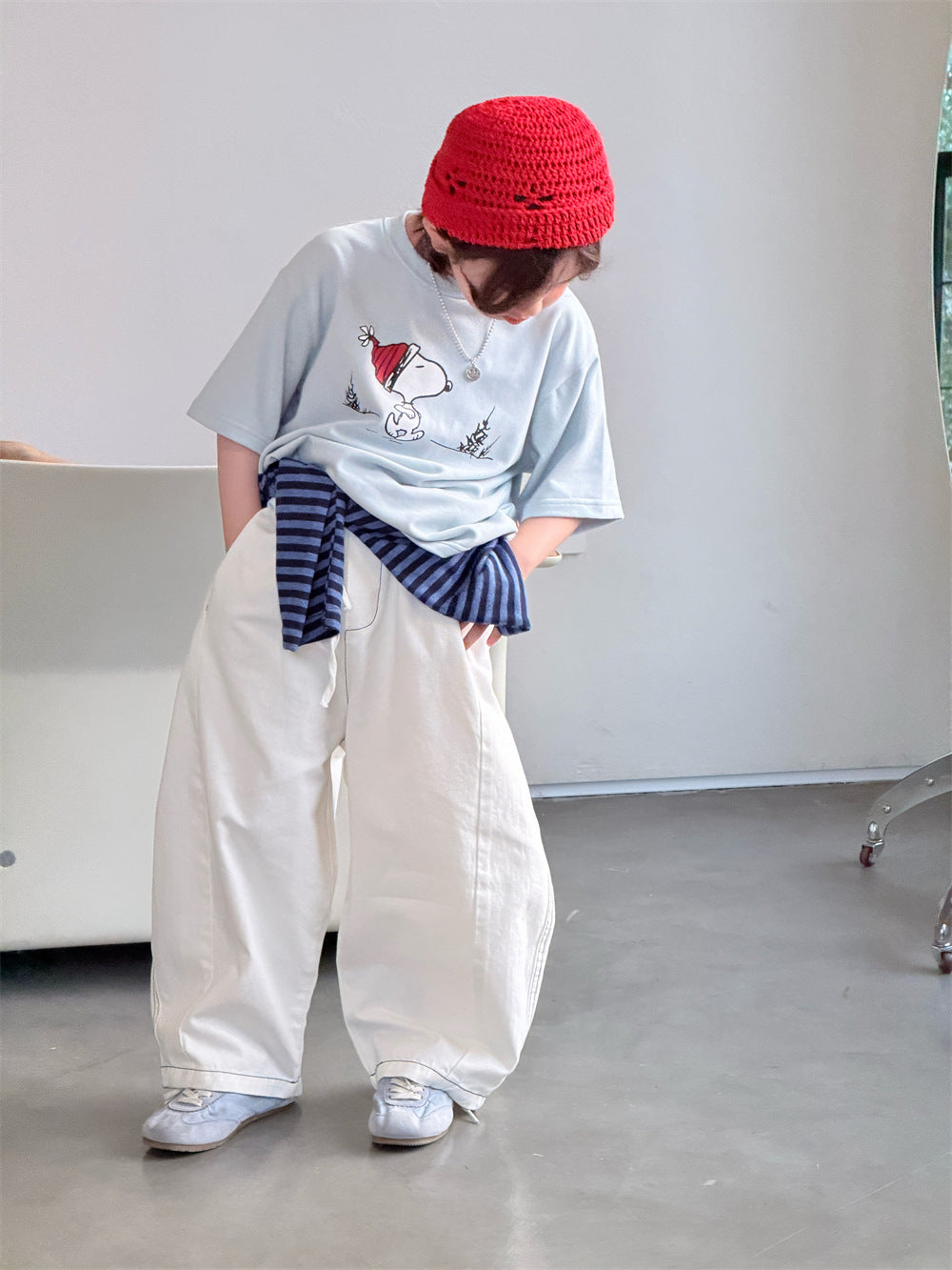 【90-150cm】韓版明線休閒褲