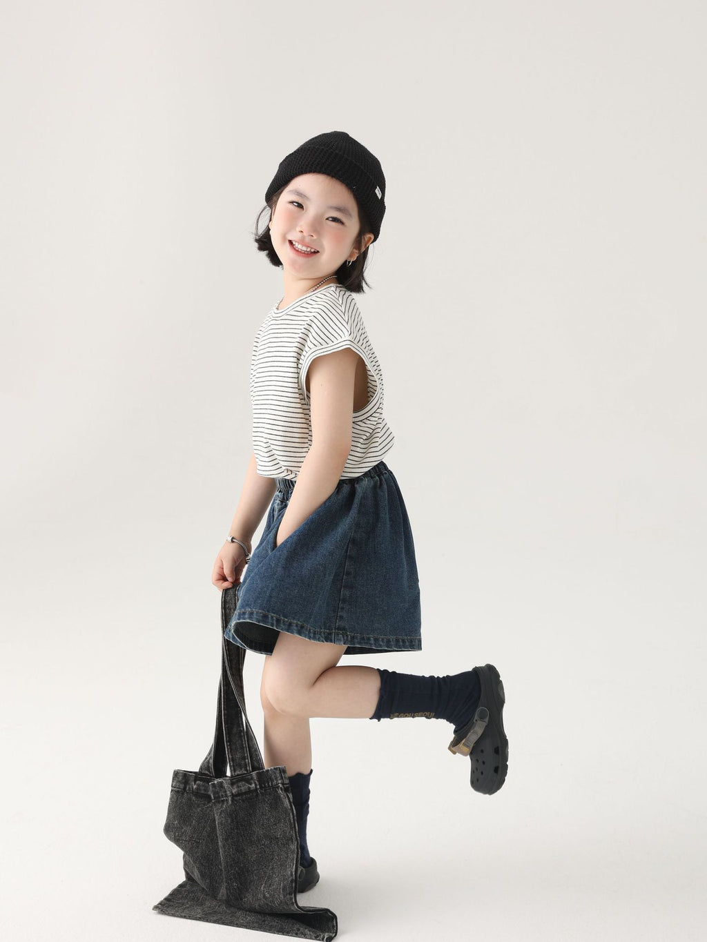 【90-150cm / F】【親子裝】日系條紋落肩短袖
