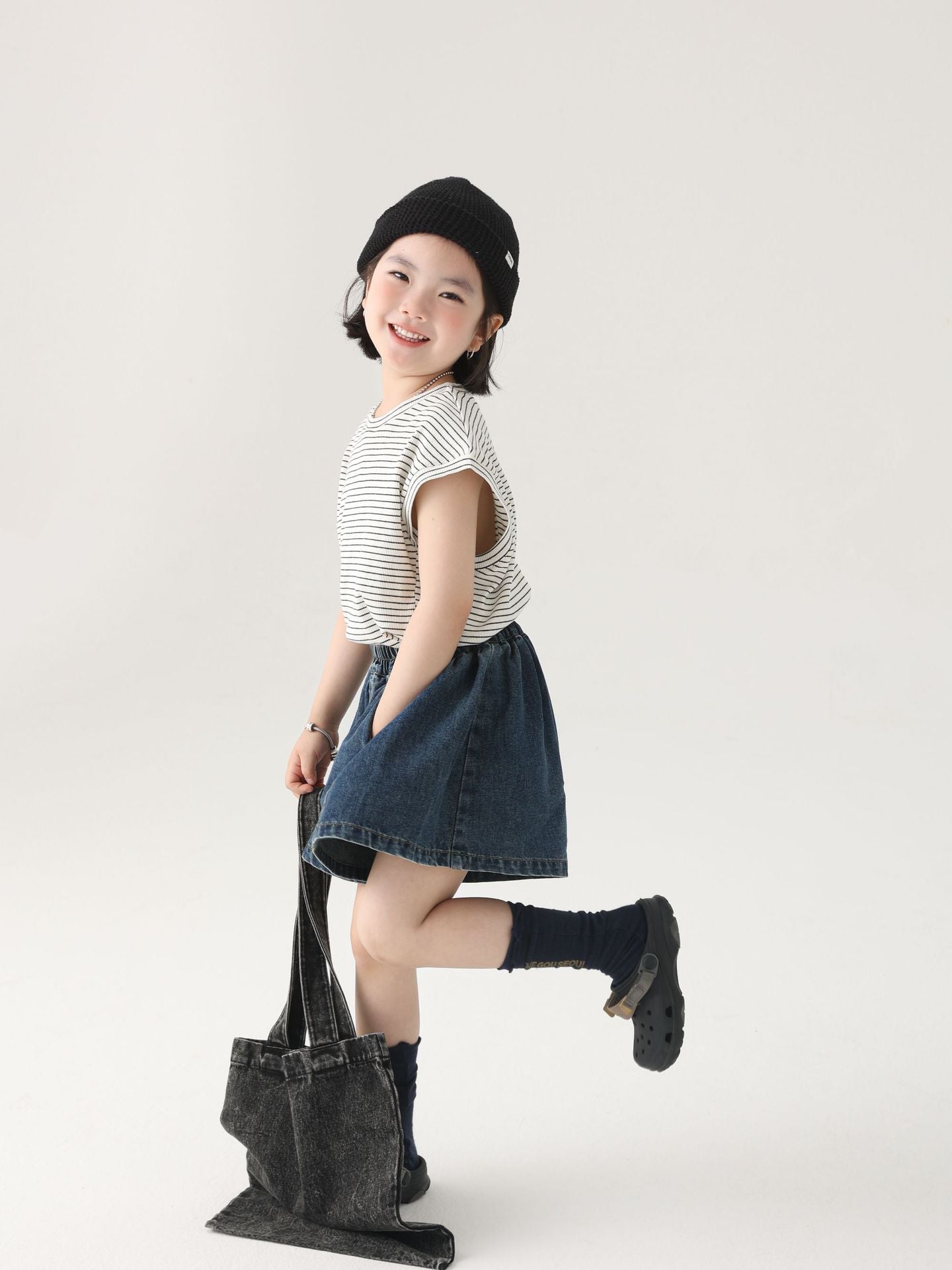 【90-150cm / F】【親子裝】日系條紋落肩短袖