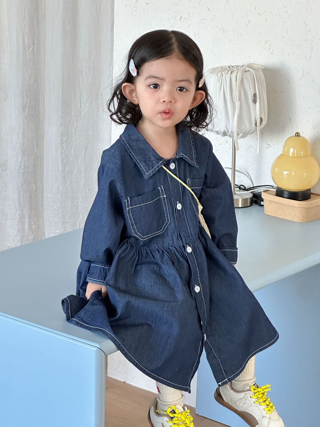 【80-150cm】牛仔連衣裙 | 牛仔襯衫外套