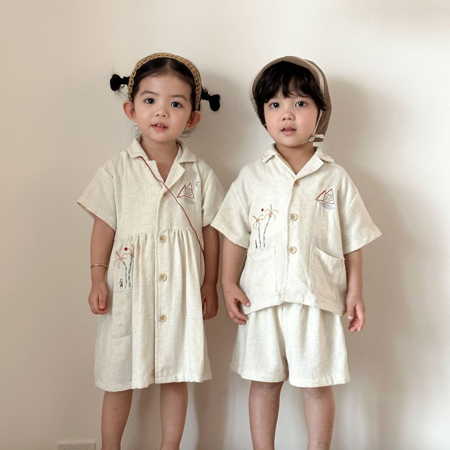 【80-150cm】亞麻襯衫套裝