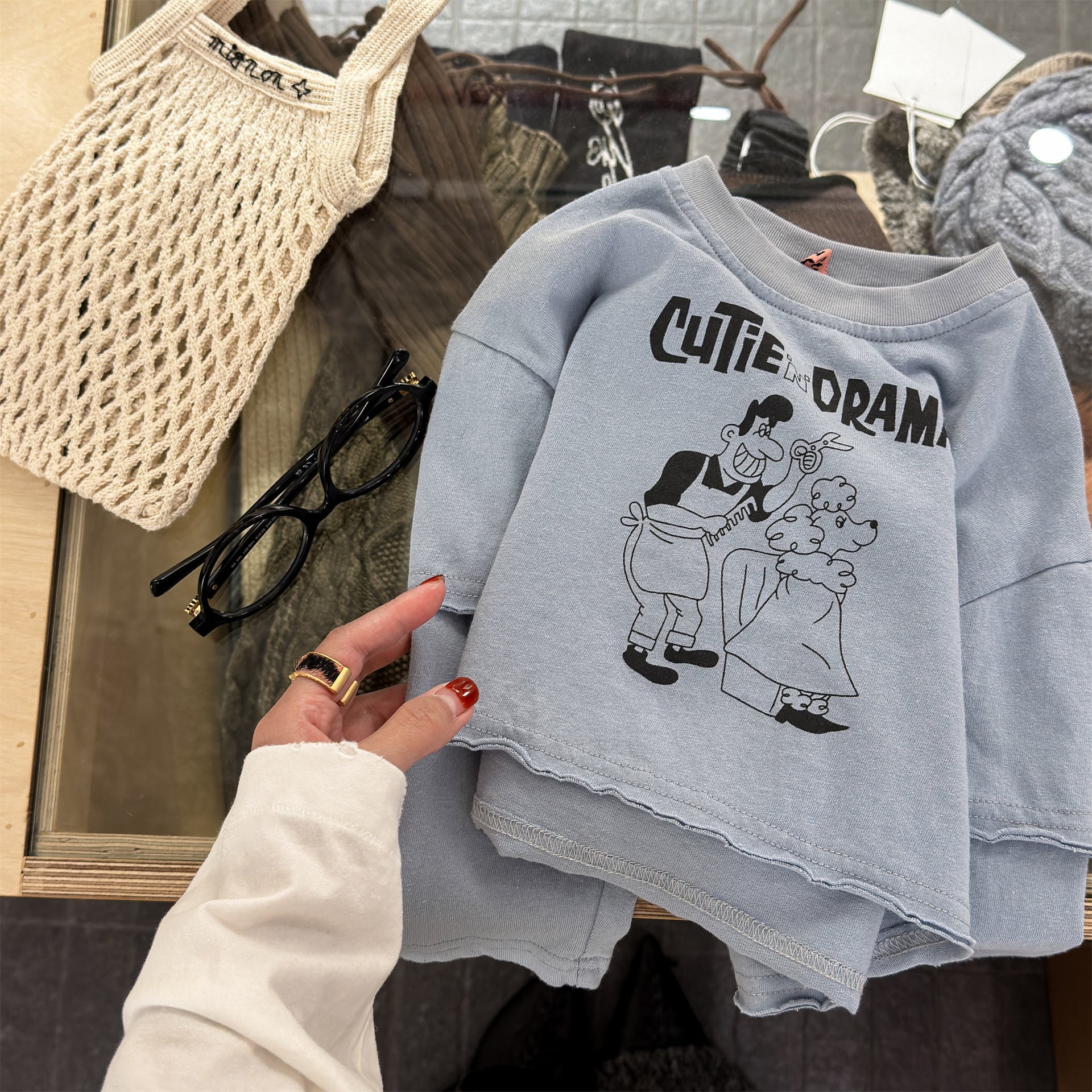 【80-130cm】韓版假兩件T