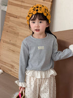 【90-140cm】一波點拼荷葉邊打底衫