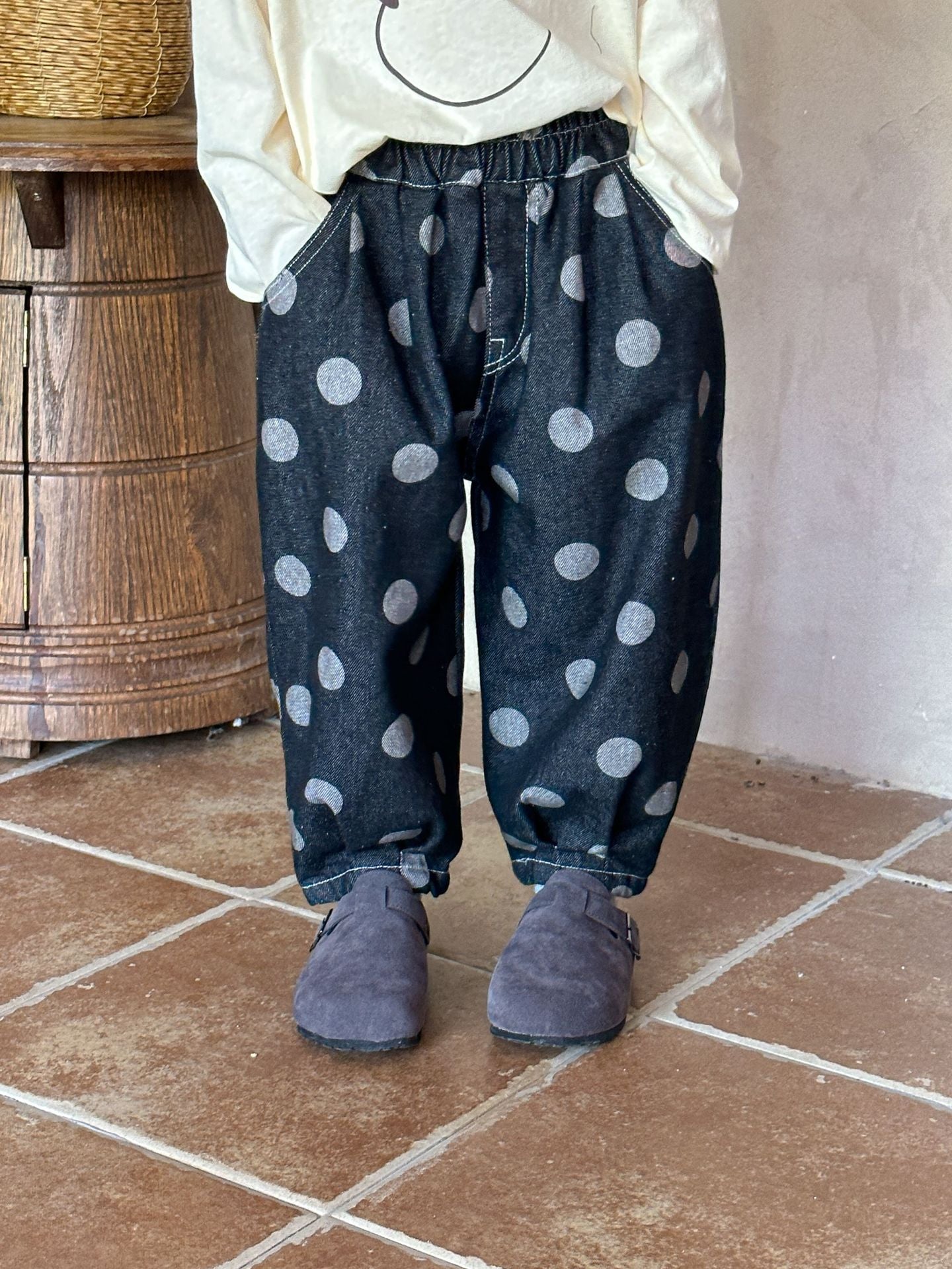 【現貨 80/120cm】波點牛仔褲 | 吊帶連衣裙