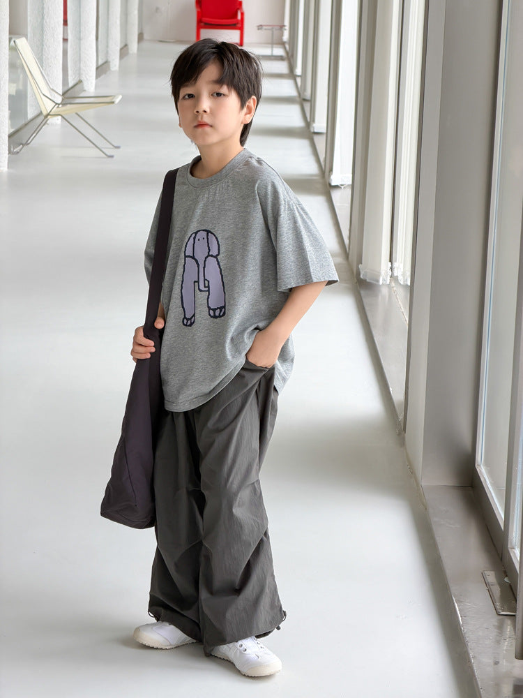 【100-170cm】拼接分割休閒工裝褲