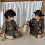 【80-140cm】森系花花襯衫套裝