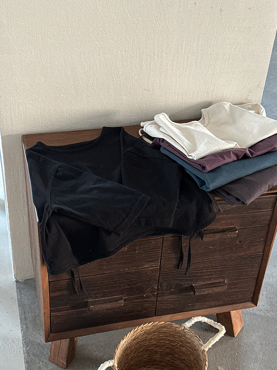 【80-140cm】寬鬆飄帶打底衫