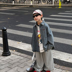 【90-160cm】韓版帥氣休閒寬鬆牛仔襯衫