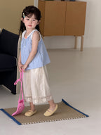 【90-140cm】格子蕾絲拼接背心
