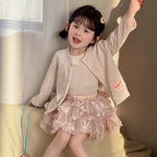 【90-140cm】透氣舒適針織開襟衫背心套裝 | 紗裙