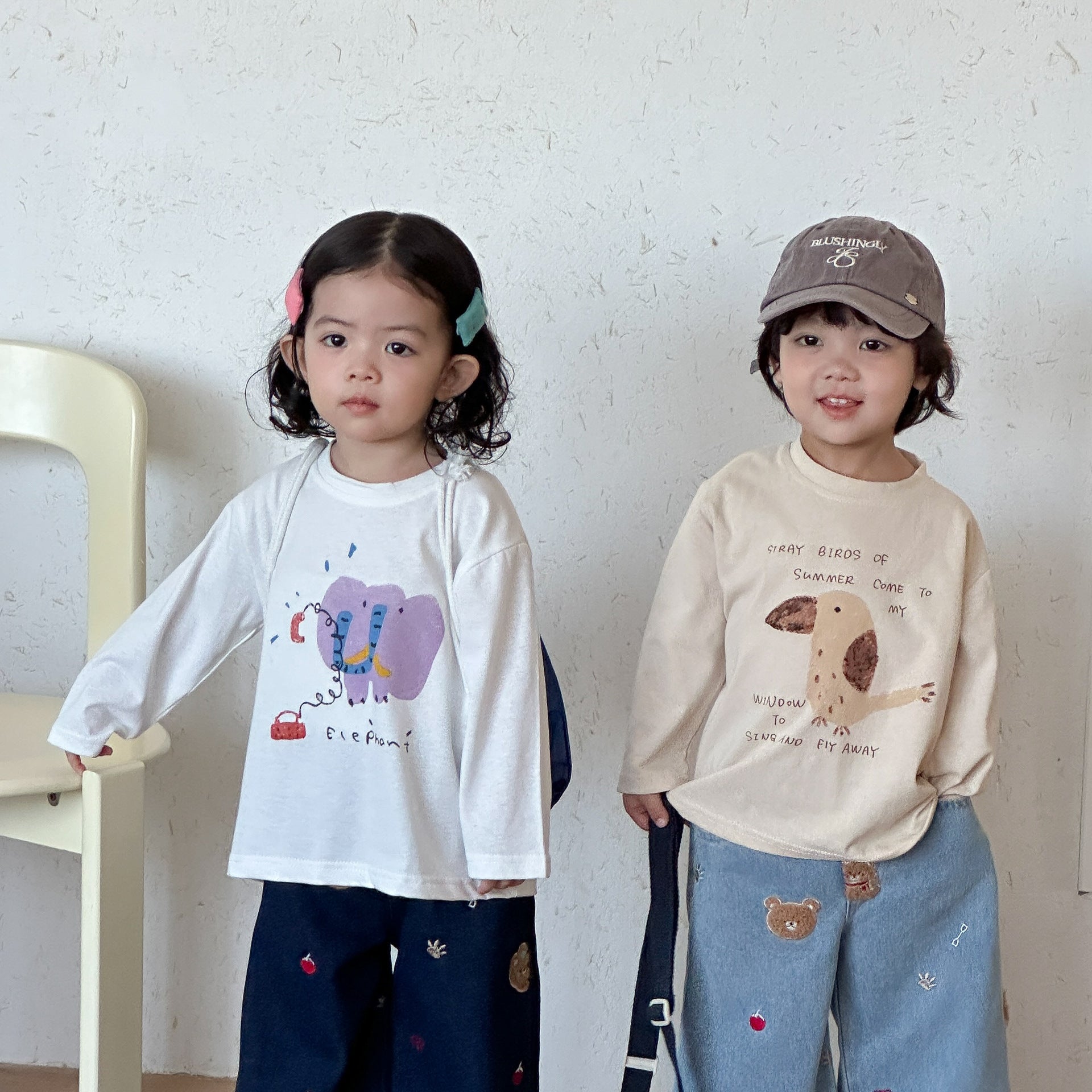 【80-150cm】可愛動物寬鬆純棉T恤