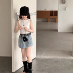 【100-150cm】不規則工裝牛仔A字半身裙(送皮帶)