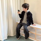 【100-170cm】條紋直筒西裝褲