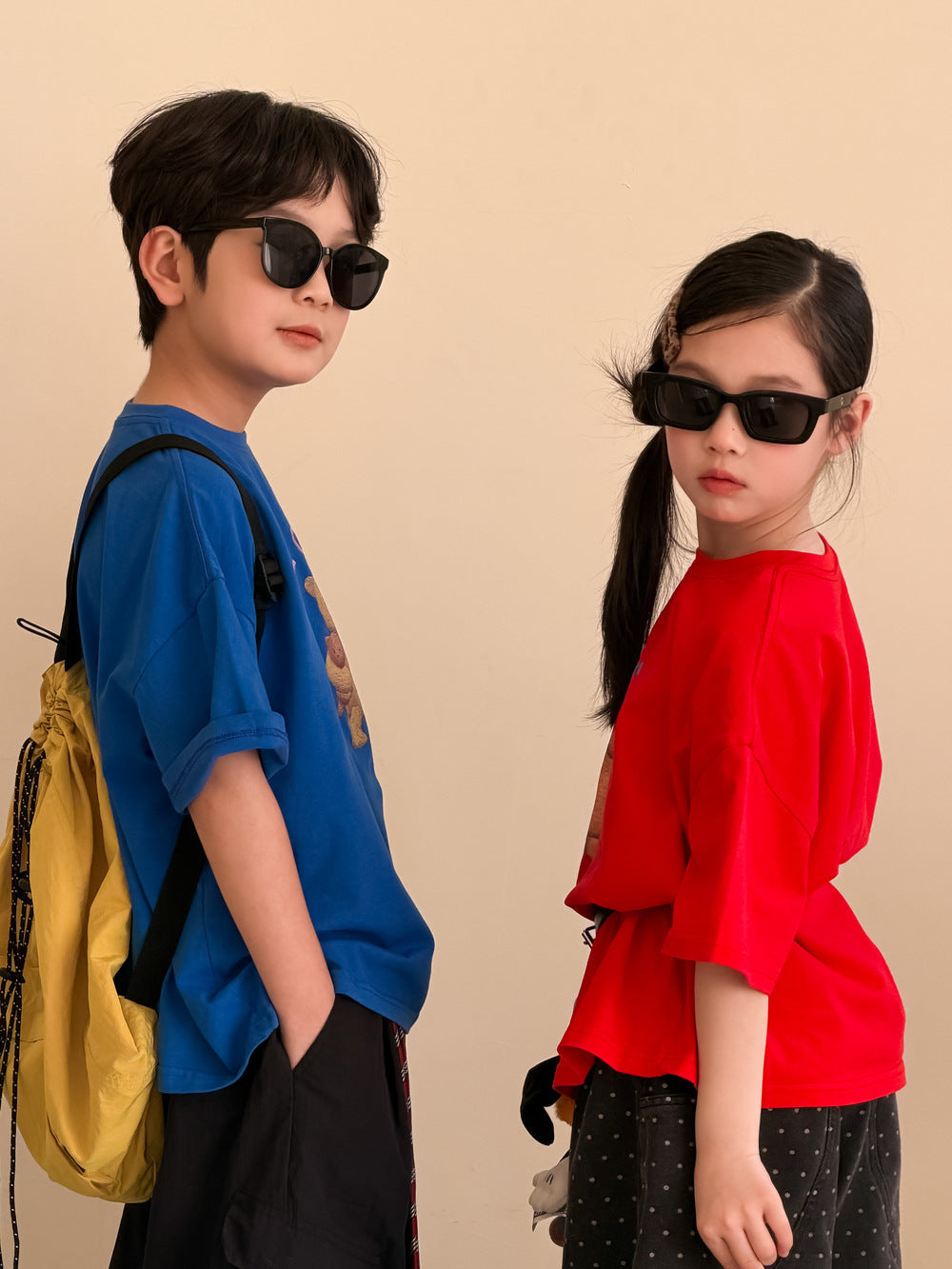 【100-160cm】簡約熊熊圓領上衣