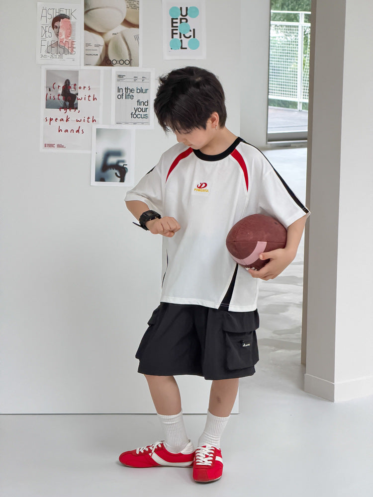 【100-170cm】韓版速乾涼感五分工裝褲