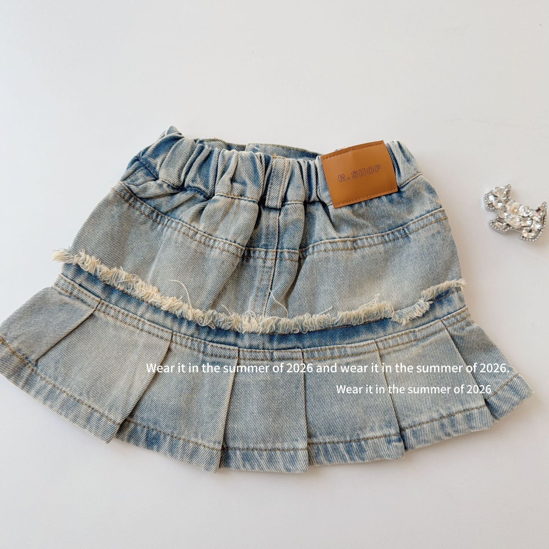 【90-150cm】荷葉邊牛仔A字半身裙