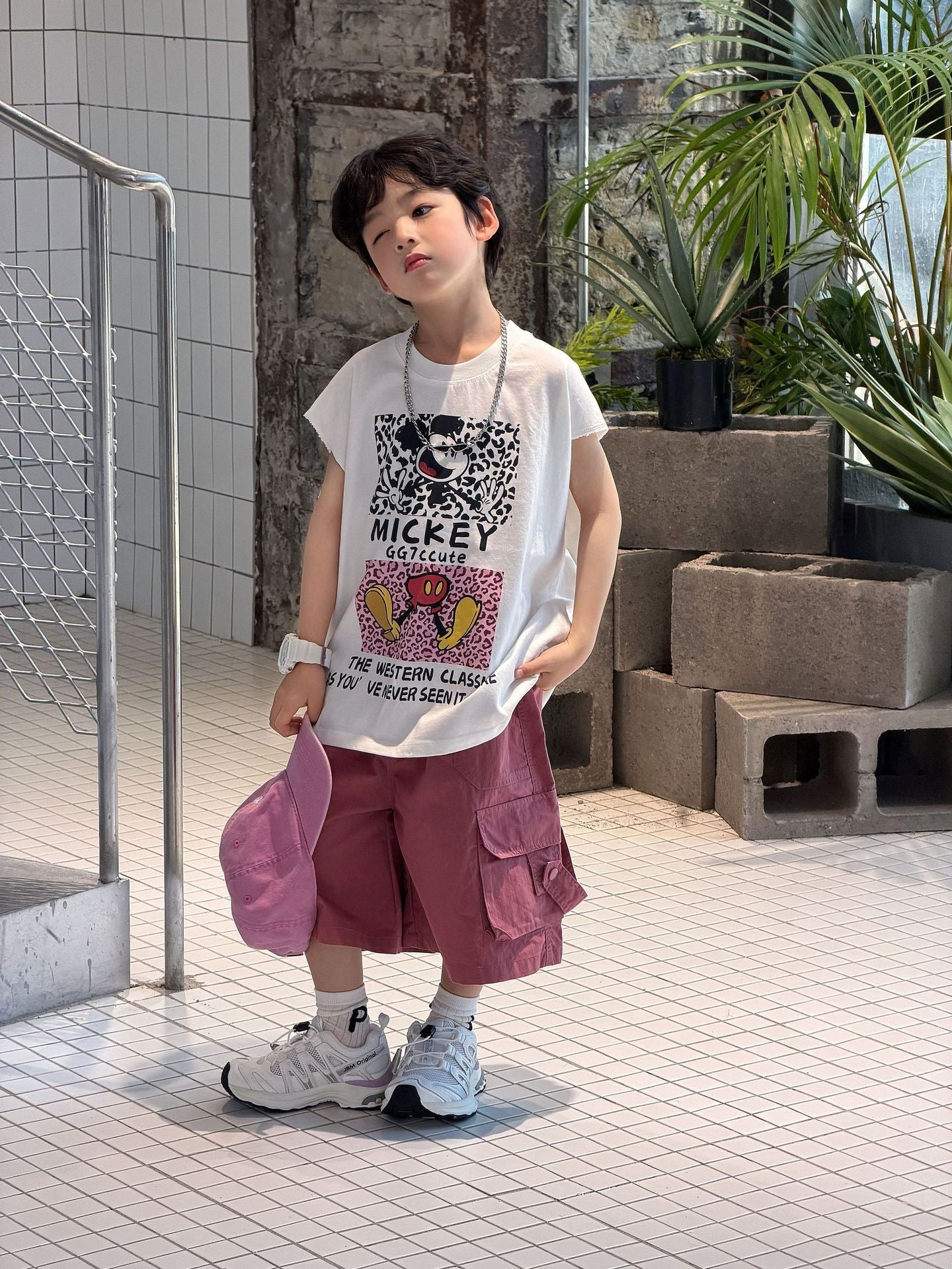 【90-160cm】韓版米奇豹紋坎肩背心