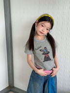 【100-170cm】舒適高彈卡通修身辣妹T