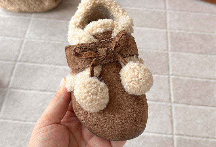 【現貨 內長15.3cm】【加绒】法式勃肯蝴蝶结毛球鞋