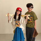 【100-160cm】字母圓領休閒寬鬆短袖