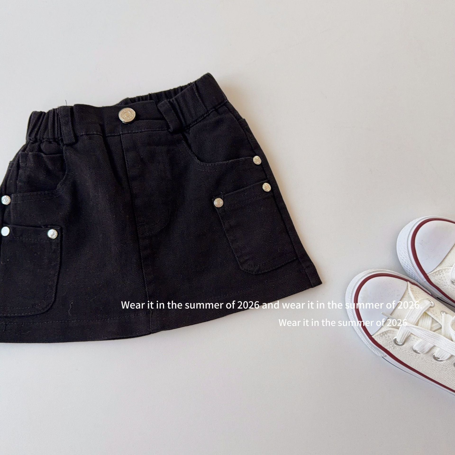 【90-150cm】鉚釘辣妹棉布短裙