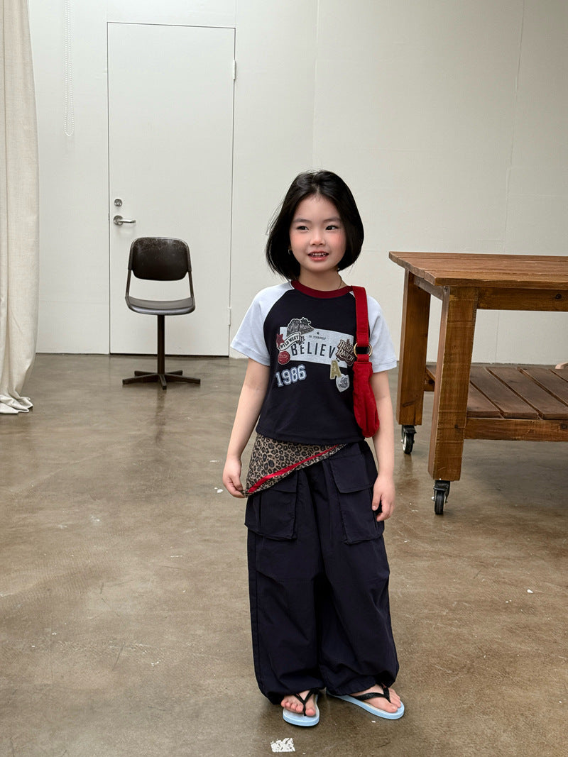 【120-160cm】插肩彈性印花T