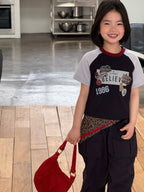 【120-160cm】插肩彈性印花T