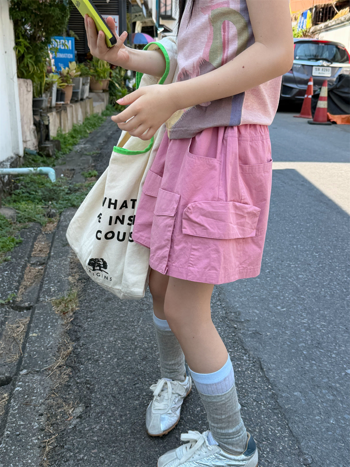 【100-160cm】口袋工裝短褲