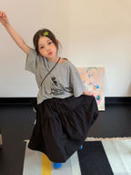 【90-150cm】寬鬆米奇T | 黑色半身裙