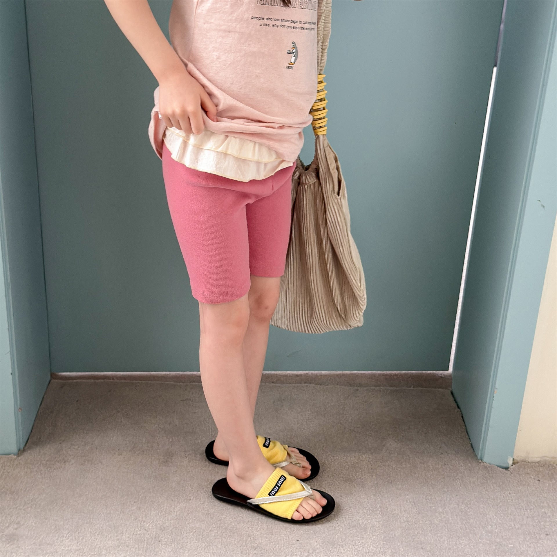 【80-130cm】(3色)韓系高腰花邊打底褲