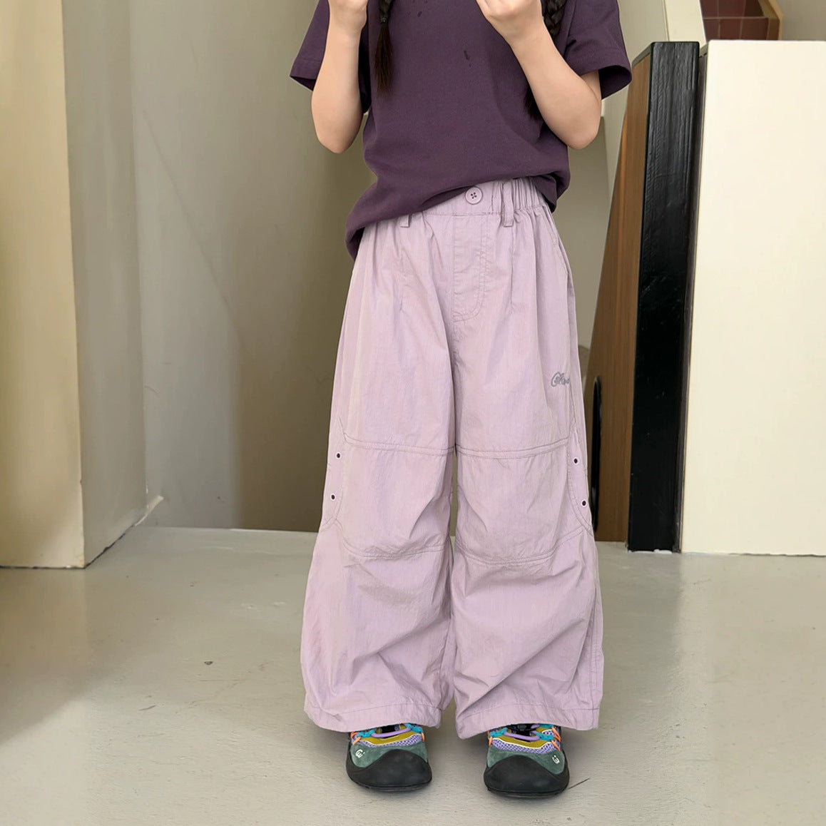 【100-170cm】水洗棉輕薄耐穿工裝褲