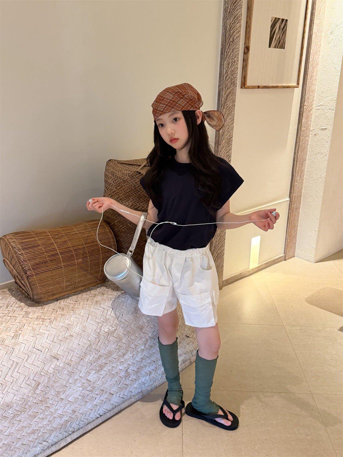 【100-160cm】口袋工裝短褲