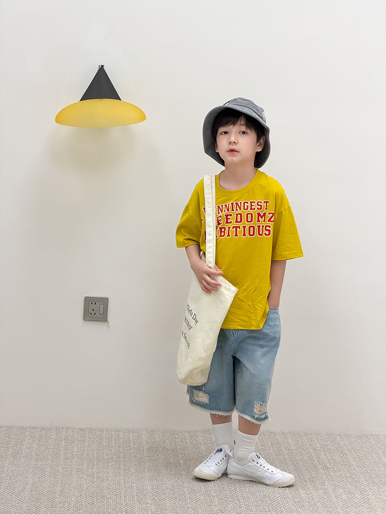 【100-170cm】撞色字母塗鴉T