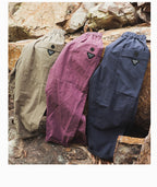 【100-160 cm】大口袋工裝褲復古直筒褲