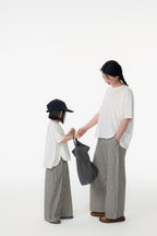 【90-150cm / M.L】【親子裝】日系前擺圓弧寬版短袖