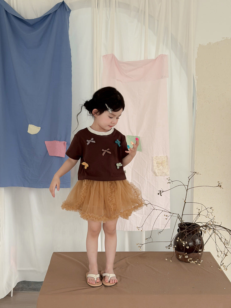 【90-140cm】韓版彩色蝴蝶結T