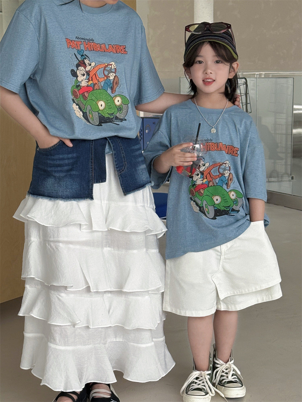 【100-160cm / M.L】【親子款】韓系米奇汽車印花T