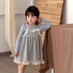 【90-140cm】花邊格子洋裝吊帶裙