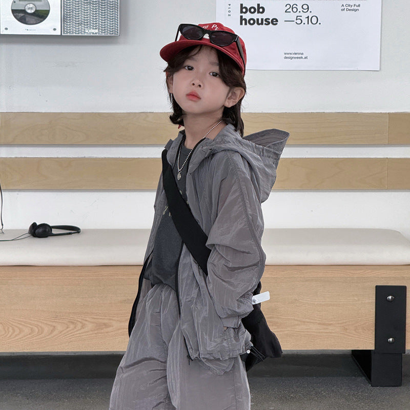 【100-160cm】輕薄連帽防曬外套套裝
