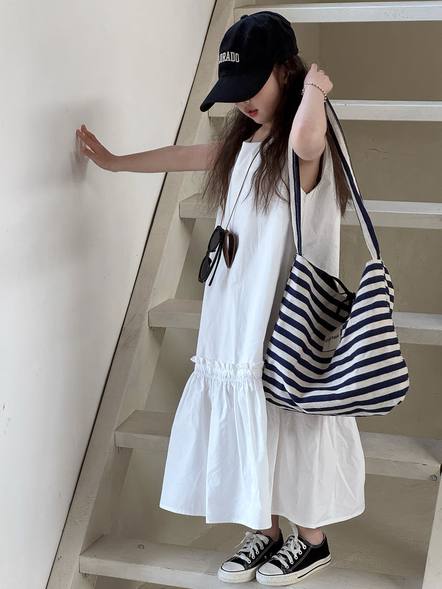 【100-150cm】法式無袖中長氣質洋裝